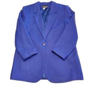 Sag Harbor One Button Lined Blue 100% Pure Wool Blazer Size 12